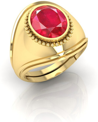 TODANI JEMS 14.25 Ratti Manikya Gemstone Adjustable Ring With Lab CertificateBU Metal Ruby Gold Plated Ring