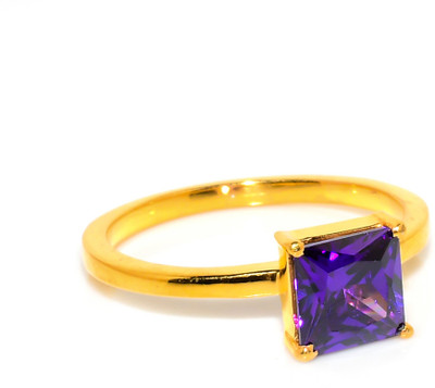 jete Stackable Statement Sterling Silver Tanzanite Gold Plated Ring