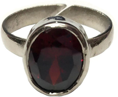 Jewelswonder Stone Garnet Rhodium Plated Ring