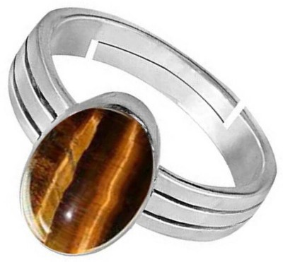 PTM Tiger Eye 3.25 Ratti or 3 Ct Gemstone 925 Bis Hallmark Women Adjustable Sterling Silver Ring