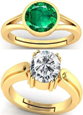 BHAIRAW GEMS Ratti Stone Adjustable Ring for Men & Women Stone Emerald, Zircon Ring