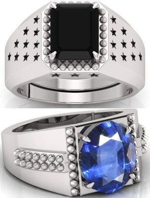 BHAIRAW GEMS Moonstone Stone Silver Adjustable Ring Stainless Steel Ring