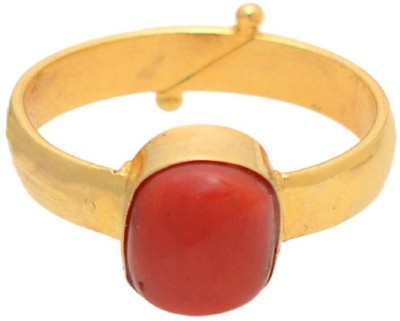 Gemzonite Brass Coral Gold Plated Ring