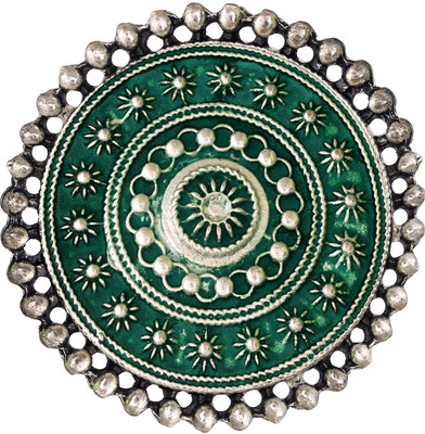 alysa Big Premium Matt Meena Alloy Silver Plated Ring