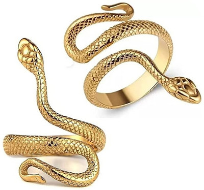 vs unique collections (2 Pcs) Golden Adjustable Mahakal Reptile Serpent Cobra Snake Thumb Finger Ring Metal Gold Plated Ring