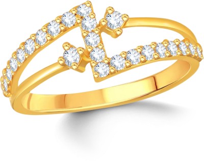 VIGHNAHARTA Brass Cubic Zirconia Gold Plated Ring