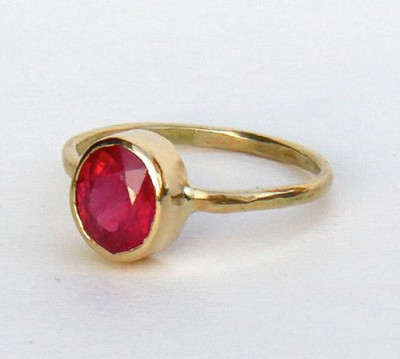 Gemzonite Natural Ruby Ring Stone Ruby Gold Plated Ring