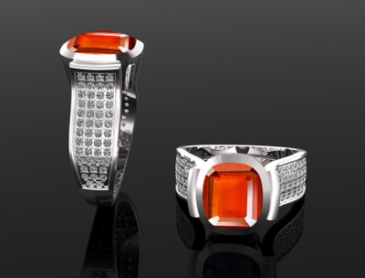 Pranjal Gems Original 7.25 Ratti 6.60 Ct Garnet Gomed Gem Stone Ring With Leb Certificate Brass Garnet Ring