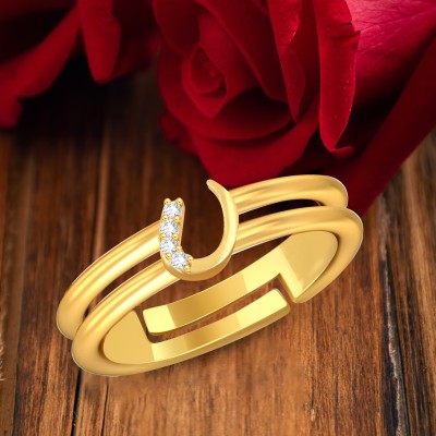 house of common initial letter ring for women stylish ring Unisex Brass Gold Plated Ring