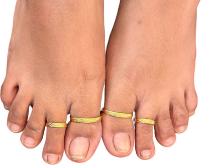 KRISHMAYATOZ Krishmay gold plated combo pack of 2 toe ring set Alloy Gold Plated Toe Ring Set