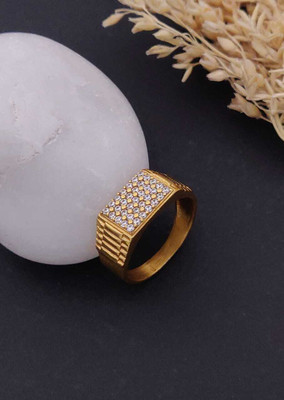 MAME CREATION Gold Plated Diamond Wedding,Partywear ring-54 Brass Gold Plated Ring