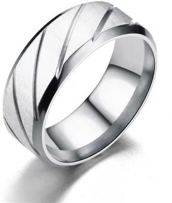 KRYSTALZ Stainless Steel Textured Band Rings for Men and Boy's Stainless Steel Silver Plated Ring