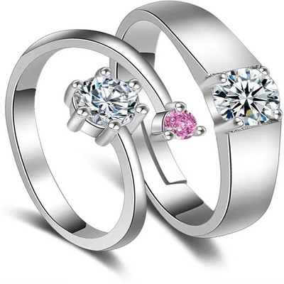 White Chimes VALENTINE'S SPECIAL SILVER PLATED RING SET GIFT FOR YOUR LOVED ONES Alloy Cubic Zirconia Silver Plated Ring Set