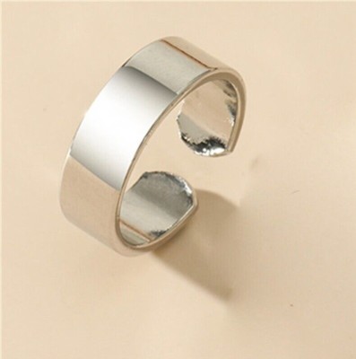 Utkarsh Adjustable Open-Cuff Silver Plain Thin Funky Thumb/Toe/Knuckle Finger Band Ring Stainless Steel Ring