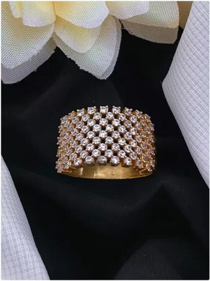 Mahi creations Brass Diamond Gold Plated Ring