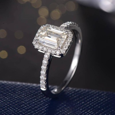 JUERI Brass Cubic Zirconia Silver Plated Ring