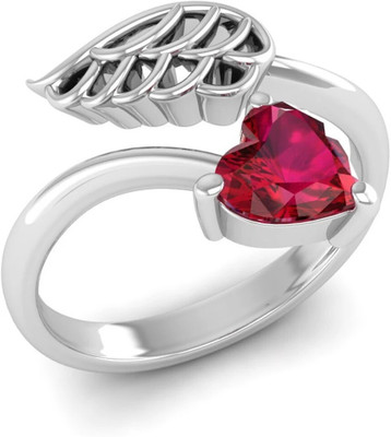 Bluejwel 925 sterling silver July - Ruby: Angel Wing Ring Sterling Silver Ruby Sterling Silver Plated Ring