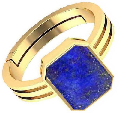 PTM Lapis Lazuli (Lajwart) 10.25 Ratti or 9.5 Ct Panchdhatu/5 Metal Women Adjustable Stone Gold Plated Ring