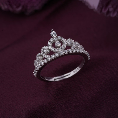 ZALKARI Sterling Silver Zircon Silver Plated Ring