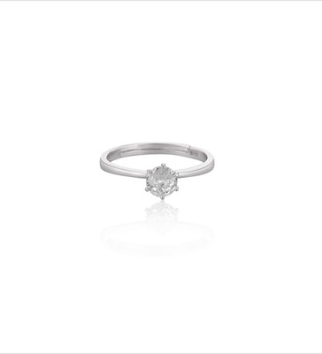 Shubhamkriti Jewels Silver-Plated Solitaire Adjustable Silver Cubic Zirconia Silver Plated Ring