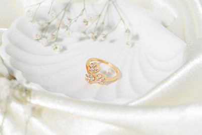 Vosgi Brass Crystal Gold Plated Ring