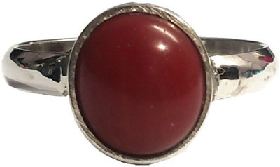 Jewelswonder Stone Coral Rhodium Plated Ring