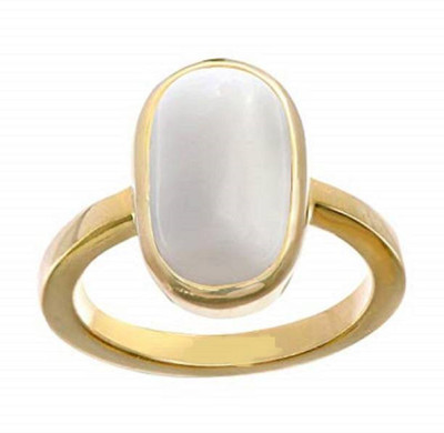 Gemzonite White Coral / Moonga ring with natural and original white coral gemstone Stone Coral Gold Plated Ring