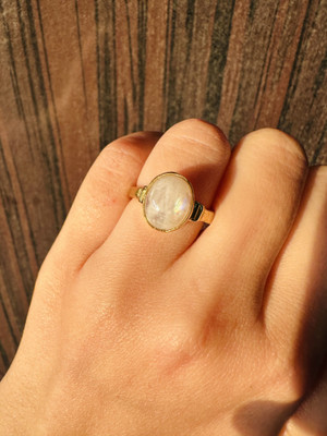 Chopra Gems Moonstone Ring with natural and lab-certified gemstone original & Effective Brass Gold Plated Ring