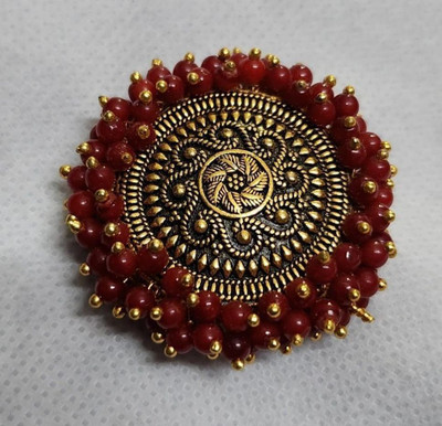 Simmi Collection GlowGift Gold Plated Red Ring Brass Gold Plated Ring