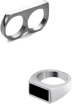 Neerajyoti Silver AD ring & double finger ring Alloy Platinum Plated Ring Set