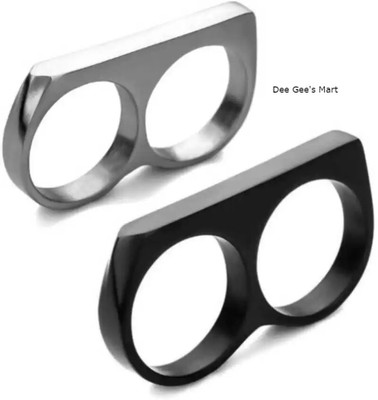 DEE GEE Double for Boy and Girl Two Finger for Men and Women Stainless Steel Ring