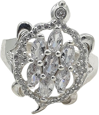 Sahiba Gems Sterling Silver Cubic Zirconia Rhodium Plated Ring