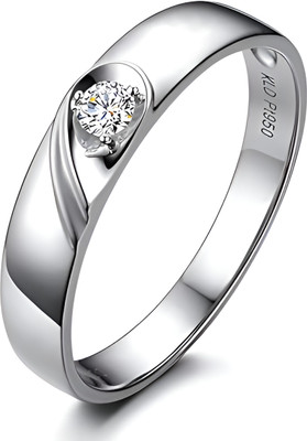 Raksha mai jewellers 92.5 Silver Certified Unique Glorious Band Sterling Silver Cubic Zirconia Rhodium Plated Ring