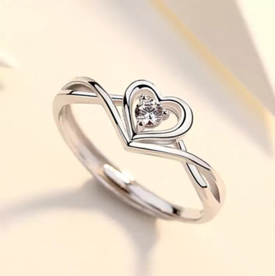 Shree Shyam Jewells 925 Silver Zircon Stylish Ring for Women | Rhodium Finish | 6M Warranty Sterling Silver Cubic Zirconia Sterling Silver Plated Ring