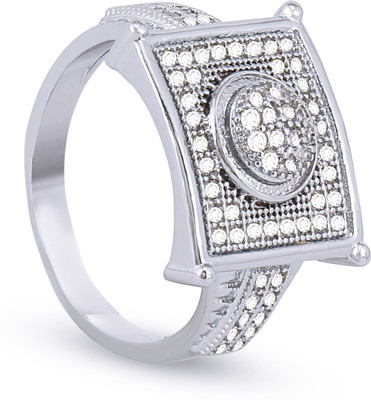 Mahi creations Silver Diamond Silver Plated Ring
