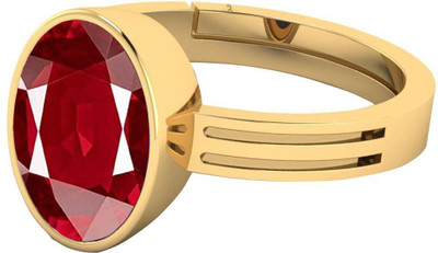 barmunda gems 11.25 - 11.50 Ratti Ruby Manik Stone Panchdhatu Ring Brass Ruby Rhodium Plated Ring