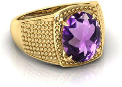 TODANI JEMS 7.25 Ratti Amethyst Gemstone Adjustable Ring With Lab CertificateFE Crystal Amethyst Rhodium Plated Ring