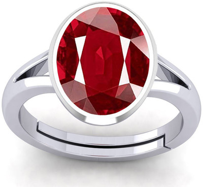barmunda gems 11.25 Ratti Created Ruby Manik Adjustable Ring for Men & Women by Lab Certified Metal Ruby Ring
