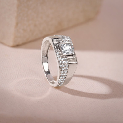 GIVA Sterling Silver Zircon Rhodium Plated Ring
