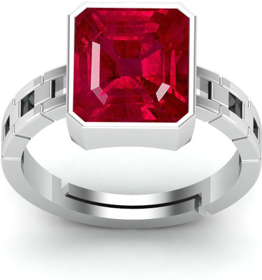 KUSHMIWAL GEMS 6.25 Ratti Natural Ruby Manik Loose Gemstone Brass Ruby Silver Plated Ring