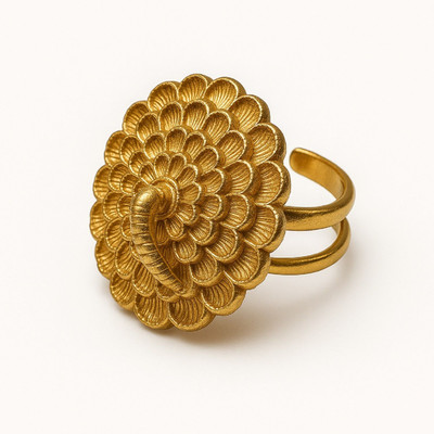 HKG Jodha Ring Brass Gold Plated Ring