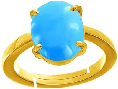 PTM Turquoise (Firoza) 7.25 Ratti or 6.5 Ct Panchdhatu (5 Metal) Men Adjustable Stone Ring