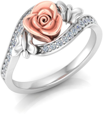 Radha Rani bhuvika Silver Diamond Rhodium Plated Ring