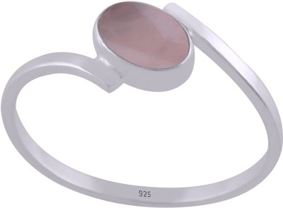 Silverandgem Natural Rose Quartz 5x7mm Cabochon Oval Gemstone 925 Sterling Silver Quartz Ring