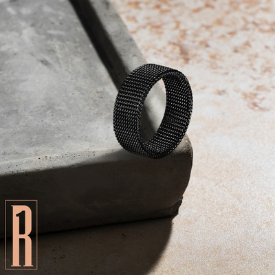 RARE ONE STUDIO PVT LTD Formal & Casual Comfortable Finger Ring For Mens & Boys I Size : 18, Black Stainless Steel Titanium Plated Ring