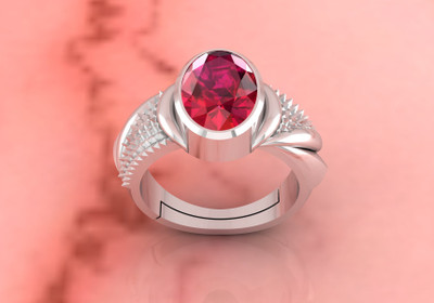 SIDHGEMS SIDHGEMS 10.25 Ratti 9.55 Crt Natural Burma Ruby Manik 925 Sterling Silver Ruby Silver Plated Ring