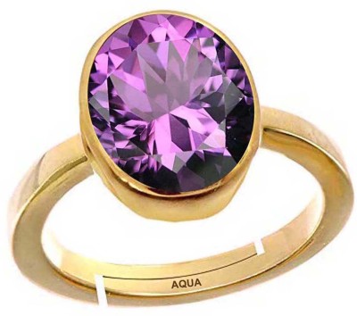 AQUAGEMS Amethyst (Kathela) 9.25 Ratti or 8.50 Ct Gemstone for Women 5 Metal Adjustable Alloy Ring