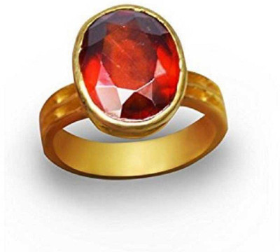 RATAN BAZAAR Gomed Ring 6.25 ratti stone Precious Effective Good quality stone Certified For unisex Stone Garnet Gold Plated Ring