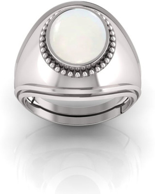 Pranjal Gems 12.25 Ratti Opal Gemstone Adjustable Ring With Lab CertificateTK Crystal Opal Sterling Silver Plated Ring