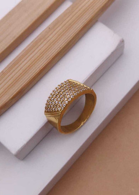 MAME CREATION Gold Plated Diamond Wedding,Partywear ring-104 Brass Diamond Gold Plated Ring